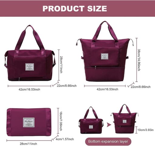 Large Capacity Travel Bag, Foldable Travel Bag, Expandable Travel Duffel Bag, Collapsible Waterproof Large Capacity Travel Handbag, Overnight Bag for Women and Man - Image 3