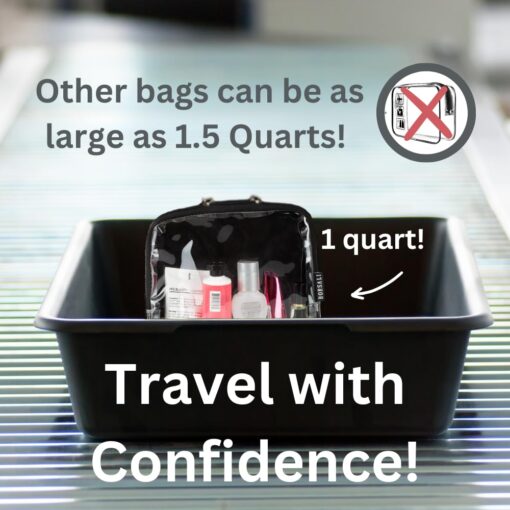 BORSALI TSA Quart Size Bag Approved for Carry On Travel - One (1) Quart Clear Toiletries, Cosmetic and 3-1-1 Liquids Toiletry Bag - 2 Pack - Image 2