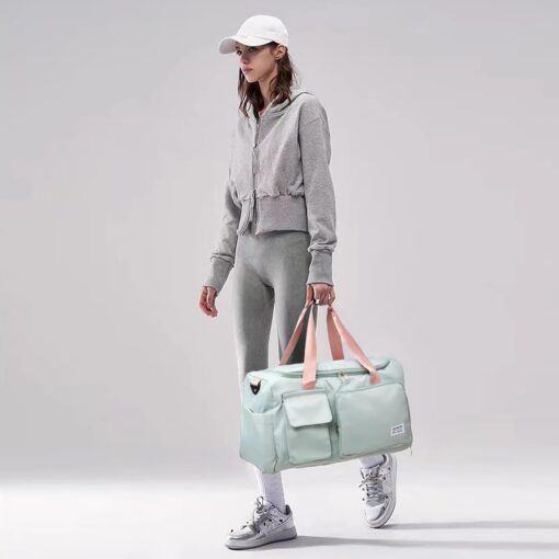 Small Gym Bag for Women, Travel Duffle Bag Carry On Weekender Bag with Shoe Compartment - Image 7