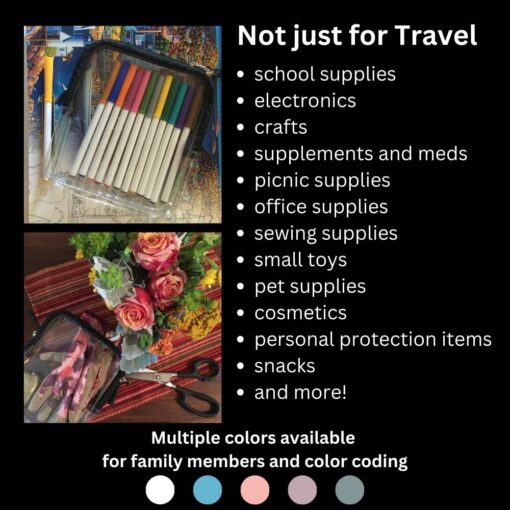 BORSALI TSA Quart Size Bag Approved for Carry On Travel - One (1) Quart Clear Toiletries, Cosmetic and 3-1-1 Liquids Toiletry Bag - 2 Pack - Image 6