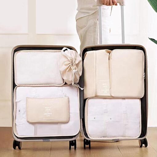 BALIN Premium 7 Set Packing Cubes for Suitcases, Travel Essentials for Carry on,Waterproof Luggage Organizer Bags Set for Travel Accessories - Beige Color - Image 5