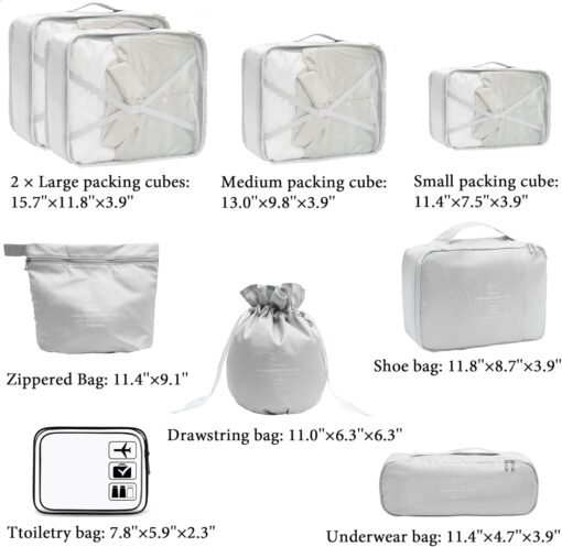 Packing Cubes for Travel 9 Piece Set, Lightweight Travel Organizer Bags for Luggage, Suitcase Organizer Bags Set for Travel Accessories - Image 2