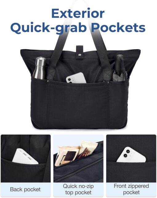 BAGSMART Tote Bag for Women, Foldable Tote Bag With Zipper Large Shoulder Bag Top Handle Handbag for Travel, Work - Image 5
