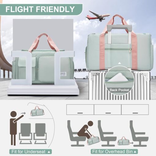 Small Gym Bag for Women, Travel Duffle Bag Carry On Weekender Bag with Shoe Compartment - Image 4