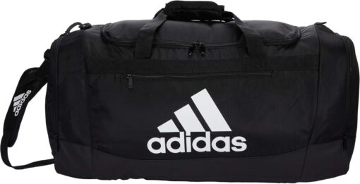 adidas Defender 4.0 Duffel, Durable Athletic Sports Gym Travel Bag for Men and Women, Black/White, Large (110L) - Image 3