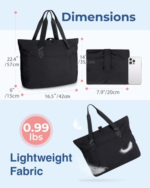 BAGSMART Tote Bag for Women, Foldable Tote Bag With Zipper Large Shoulder Bag Top Handle Handbag for Travel, Work - Image 3
