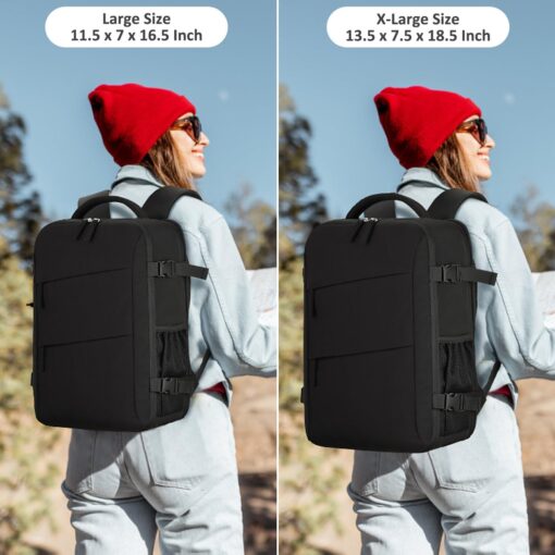 Travel Backpack for Women Men Carry on Flight Approved Lightweight 15.6 Inch Laptop Backpack Duffle College Business Work Weekender Hiking Travel Essentials Suitcase Backpack Black - Image 5