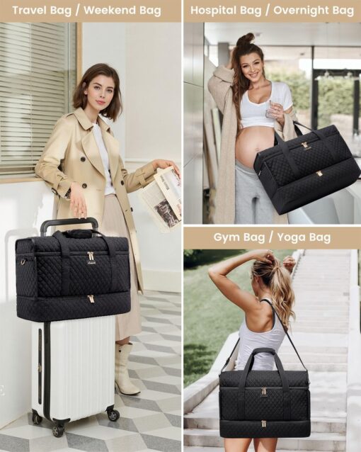 LOVEVOOK Large Travel Duffle Bag, Weekender Bags for Women With Shoe Compartment, Overnight Hospital Bag For Women Labor Delivery, Carry on Bag Personal Item Travel Bag, Yoga Gym Duffel Bag - Image 8