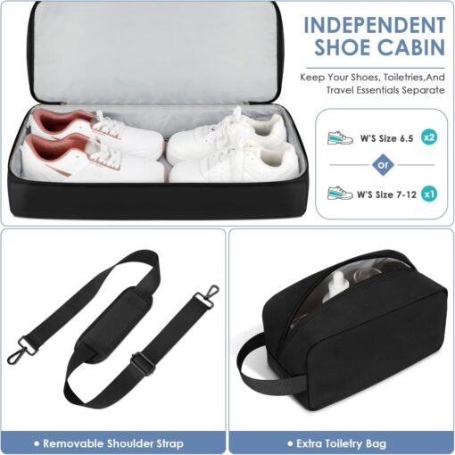ETRONIK Travel Bag for Men Women, Duffle Bag & Gym Bag with Shoe Compartment, Weekender Overnight Bag with Toiletry Bag, Carry on Bags for Airplane for Travel, Trip, Gym, Yoga, Black - Image 3