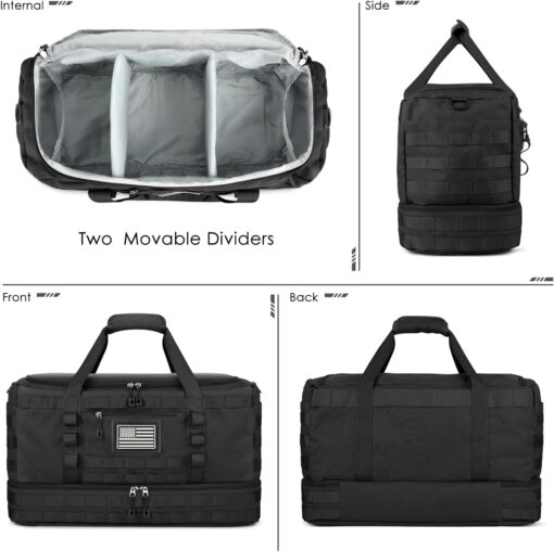 ETRONIK Travel Bag for Men Women, Gym Bag & Tactical Duffle Bag for Travel, Carry on Bag with Toiletry Bag and Shoe Compartment, Weekender Overnight Bag with Wet Pocket for Workout Medical, Black - Image 7