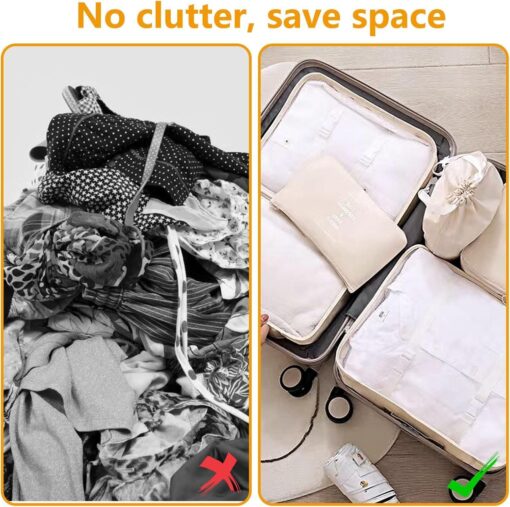 BALIN Premium 7 Set Packing Cubes for Suitcases, Travel Essentials for Carry on,Waterproof Luggage Organizer Bags Set for Travel Accessories - Beige Color - Image 4