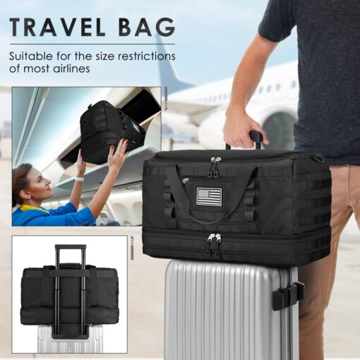 ETRONIK Travel Bag for Men Women, Gym Bag & Tactical Duffle Bag for Travel, Carry on Bag with Toiletry Bag and Shoe Compartment, Weekender Overnight Bag with Wet Pocket for Workout Medical, Black - Image 5