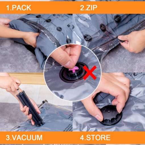 24 Pack Vacuum Storage Bags with Electric Pump, (5 Jumbo, 5 Large, 5 Medium, 5 Small, 4 Roll Up Bags) Space Saver Bag for Clothes, Mattress, Blanket, Duvets, Pillows, Comforters,Travel - Image 4