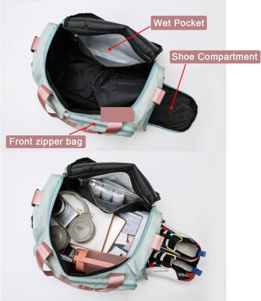 Small Gym Bag for Women, Travel Duffle Bag Carry On Weekender Bag with Shoe Compartment - Image 6
