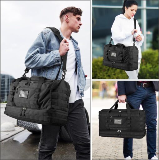 ETRONIK Travel Bag for Men Women, Gym Bag & Tactical Duffle Bag for Travel, Carry on Bag with Toiletry Bag and Shoe Compartment, Weekender Overnight Bag with Wet Pocket for Workout Medical, Black - Image 6