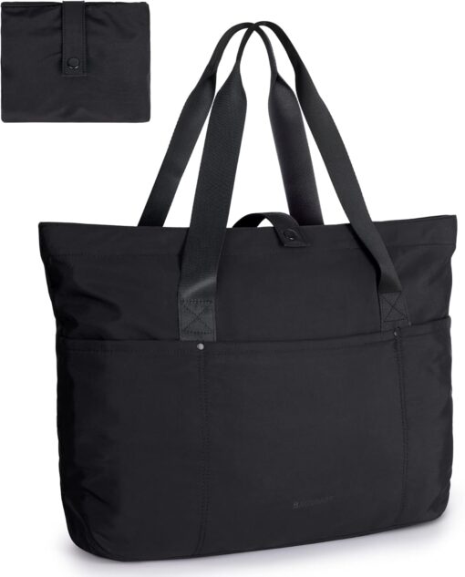 BAGSMART Tote Bag for Women, Foldable Tote Bag With Zipper Large Shoulder Bag Top Handle Handbag for Travel, Work