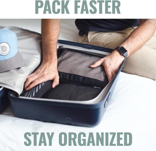 Compression Packing Cubes for Travel - Luggage Organizer Bags - Double Zipper Packing Cubes for Suitcases (6-Pack, Beige) - Image 6