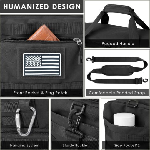 ETRONIK Travel Bag for Men Women, Gym Bag & Tactical Duffle Bag for Travel, Carry on Bag with Toiletry Bag and Shoe Compartment, Weekender Overnight Bag with Wet Pocket for Workout Medical, Black - Image 3