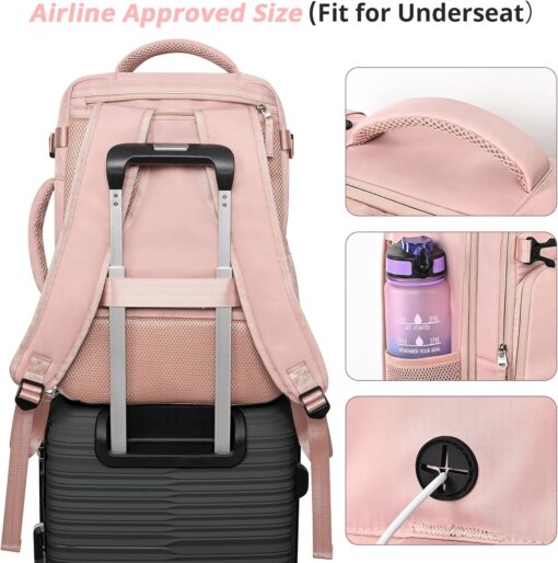 Travel Backpack for Women Men,Travel Laptop Backpack w/USB Charging Port, Waterproof Travel Backpack Carry On Flight Approved,Weekender Business Hiking Bag,Laptop Backpack 15.6 inch - Image 3