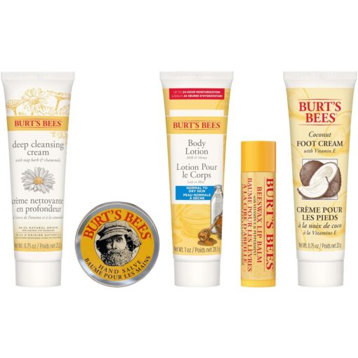 Burt's Bees Gifts Ideas - Essential Everyday Beauty Set, 5 Travel Size Products - Deep Cleansing Cream, Hand Salve, Body Lotion, Foot Cream and Lip Balm - Image 17