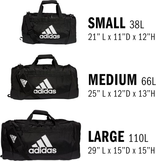 adidas Defender 4.0 Duffel, Durable Athletic Sports Gym Travel Bag for Men and Women, Black/White, Large (110L) - Image 7