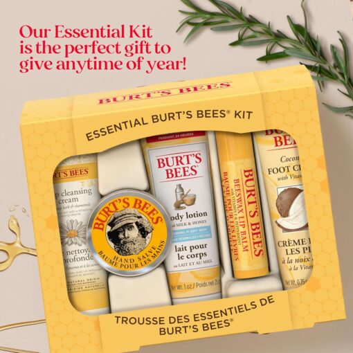 Burt's Bees Gifts Ideas - Essential Everyday Beauty Set, 5 Travel Size Products - Deep Cleansing Cream, Hand Salve, Body Lotion, Foot Cream and Lip Balm - Image 6
