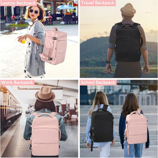 Travel Backpack for Women Men,Travel Laptop Backpack w/USB Charging Port, Waterproof Travel Backpack Carry On Flight Approved,Weekender Business Hiking Bag,Laptop Backpack 15.6 inch - Image 8