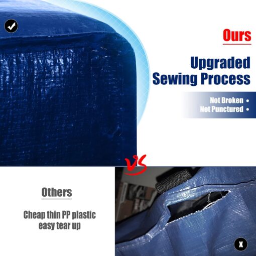 Cosy Family 4 Pack Heavy Duty Extra Large Moving Bags with Backpack Straps - Strong Handles & Zippers, Storage Totes For Space Saving, Fold Flat, Alternative to Moving Box (X-Large-Set of 4, Blue) - Image 3