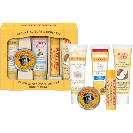 Burt's Bees Gifts Ideas - Essential Everyday Beauty Set, 5 Travel Size Products - Deep Cleansing Cream, Hand Salve, Body Lotion, Foot Cream and Lip Balm - Image 20